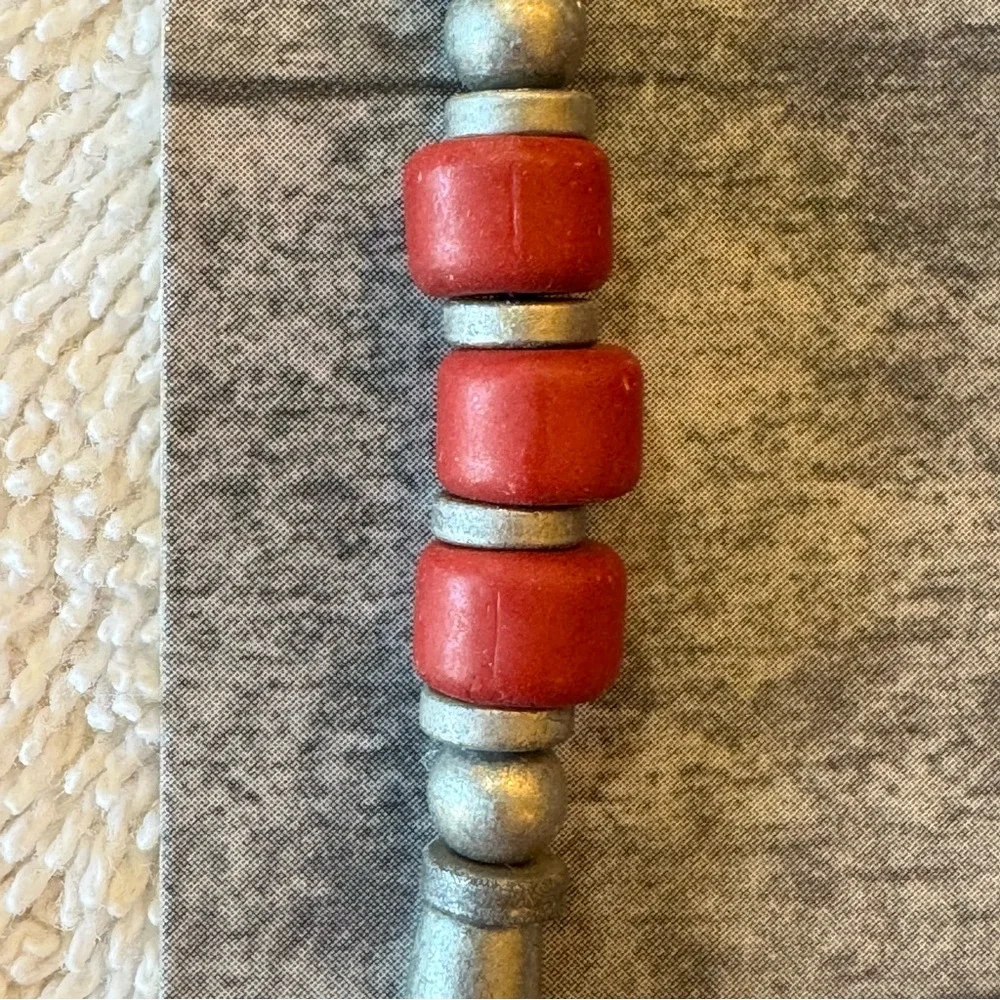Panama Jack eXtreme 18” Beaded Necklace Red Silver Y2K‎ NOS